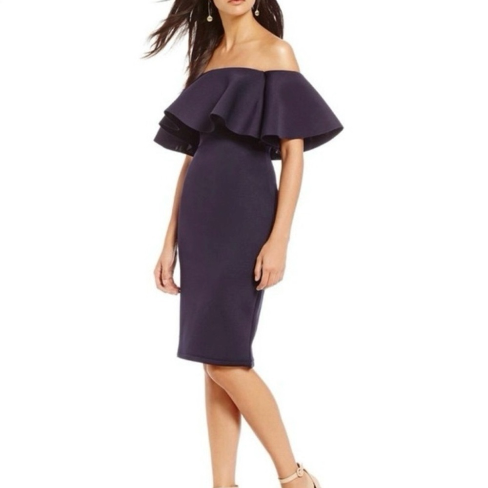 Gianni Bini Black Off the Shoulder Midi Dress
